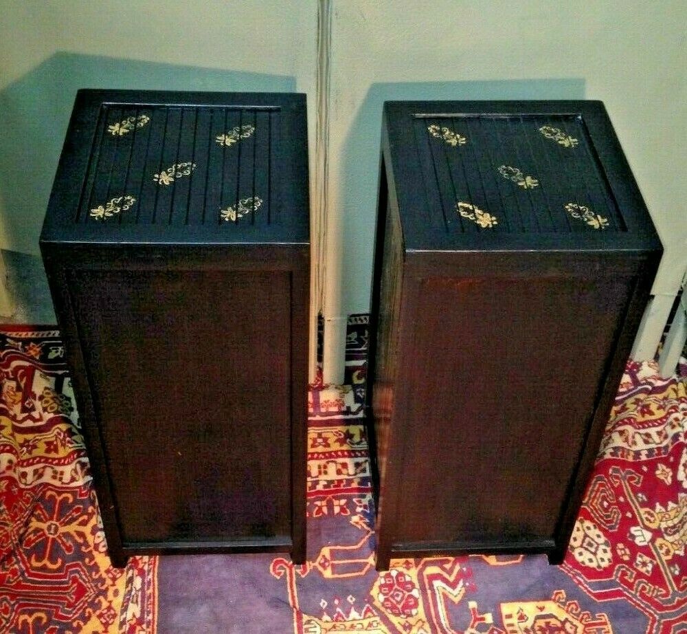 235.....A Pair Of Oriental Style Bedside Chests / Upcycled Bedside Cabinets ( SOLD )