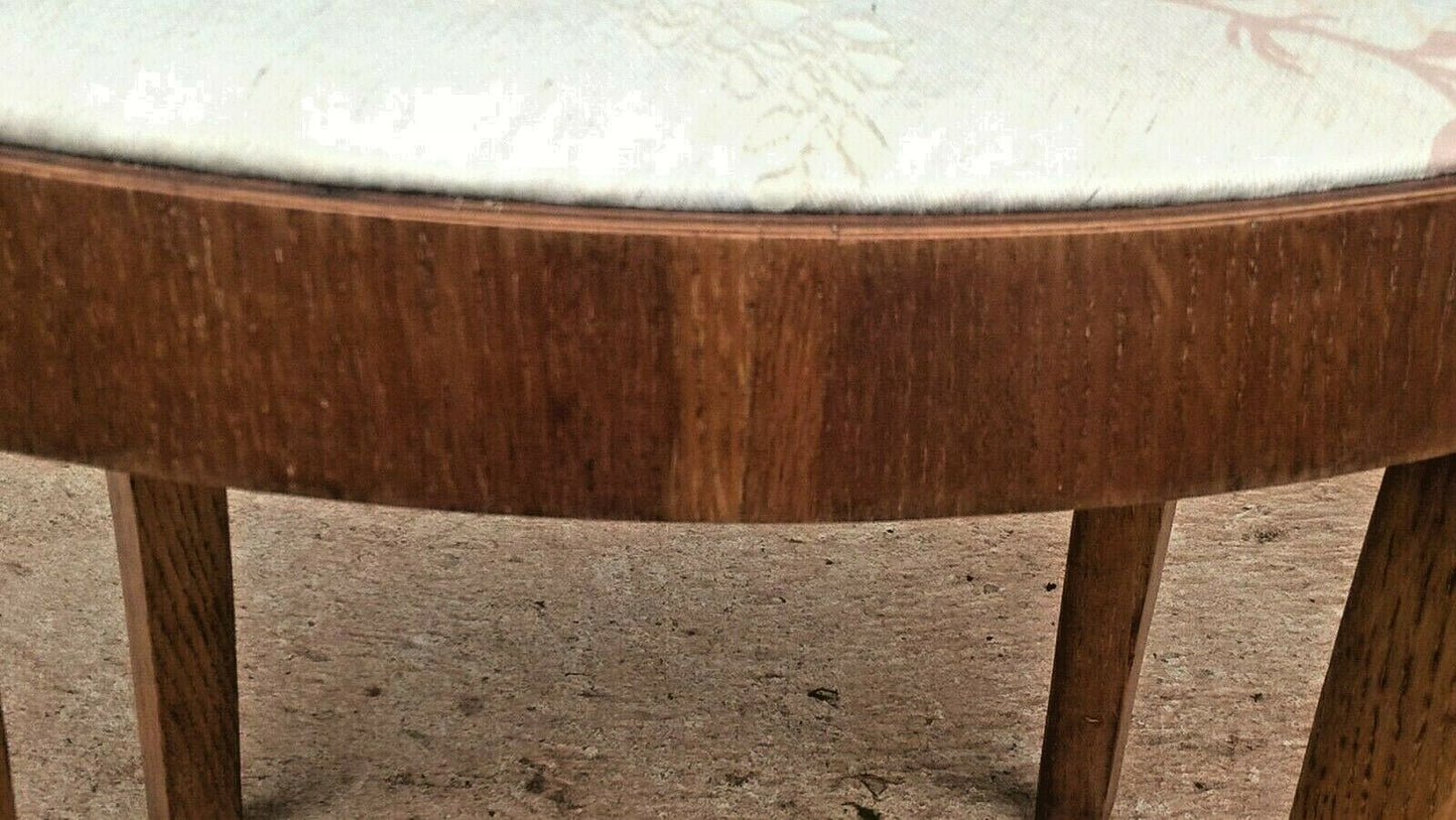 Art Deco Oak Stool / Oval Stripped Oak Stool