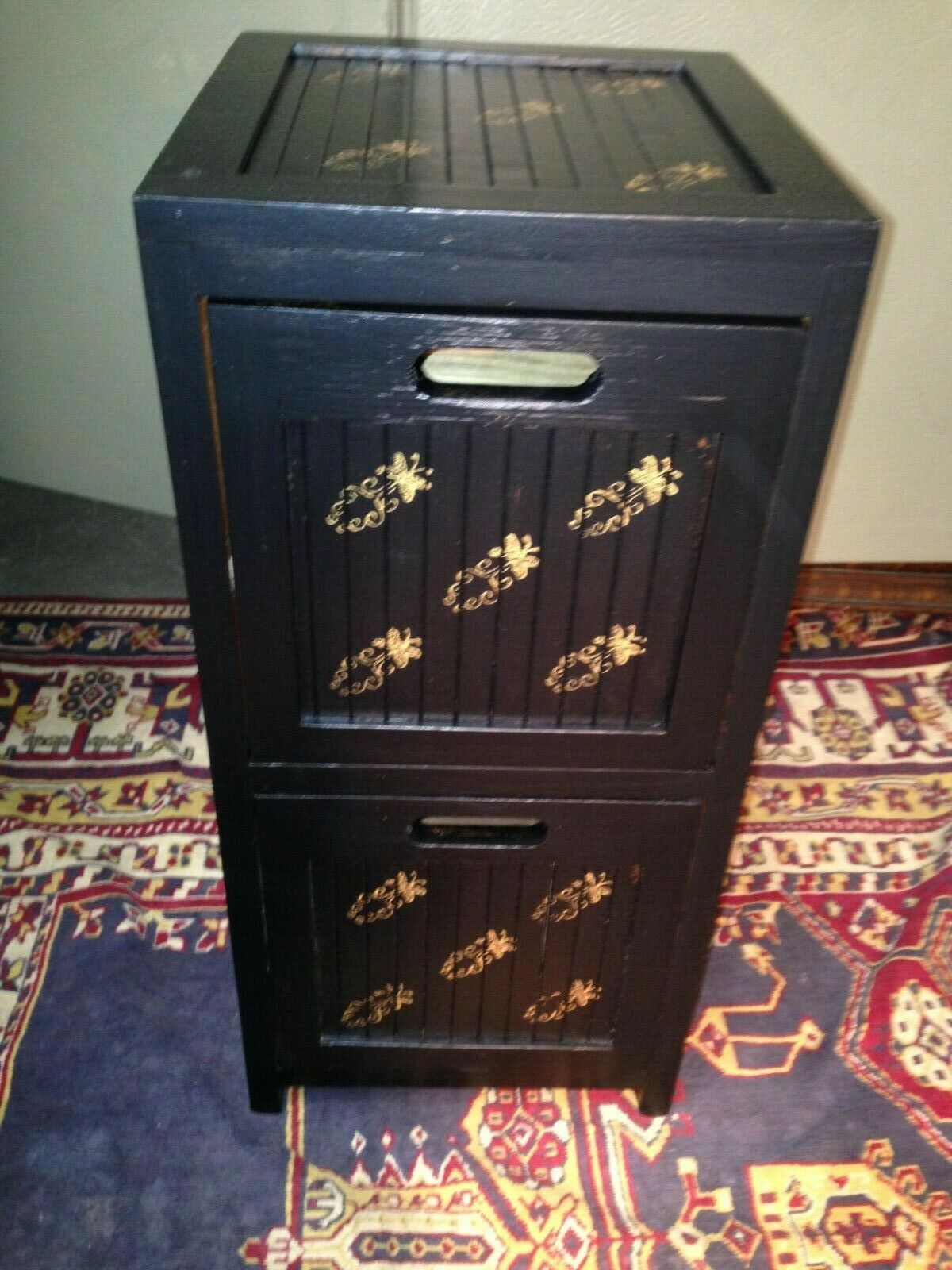 235.....A Pair Of Oriental Style Bedside Chests / Upcycled Bedside Cabinets ( SOLD )