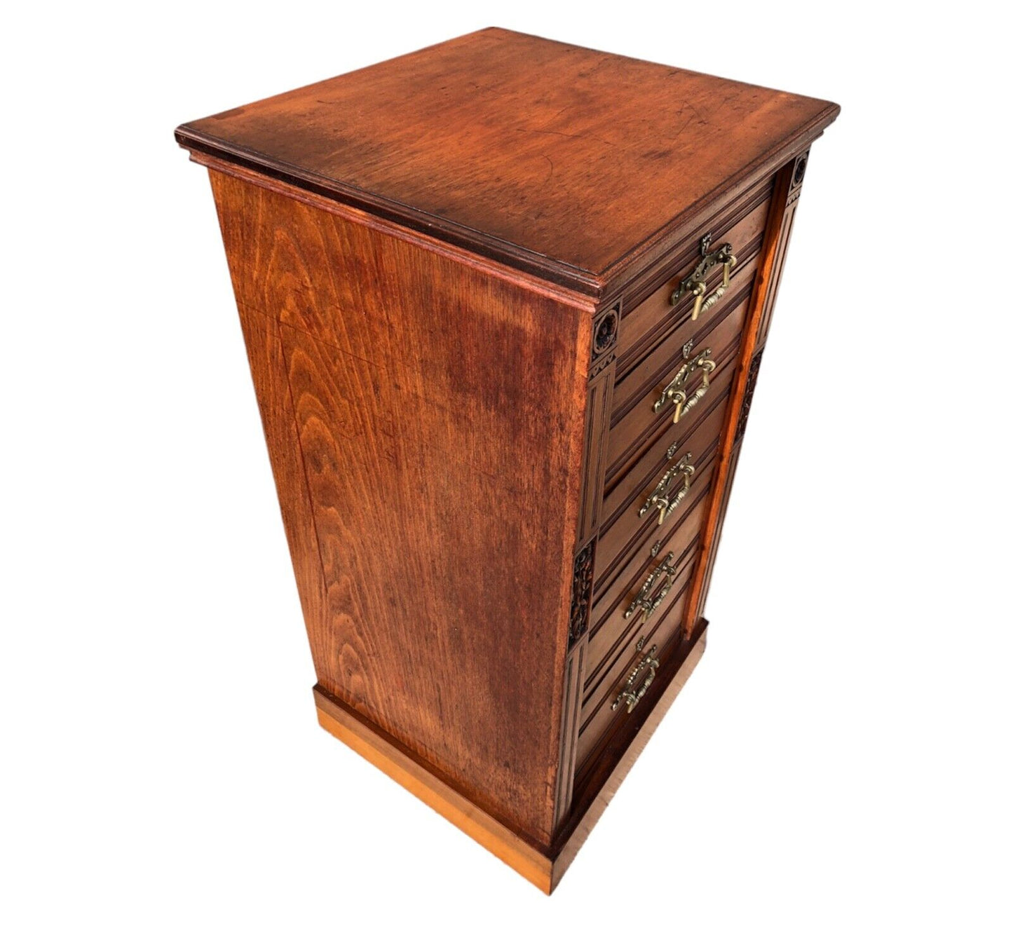 000905....Handsome Pair Of Antique Carved Walnut Chests Of Drawers / Tallboy Chests ( sold )