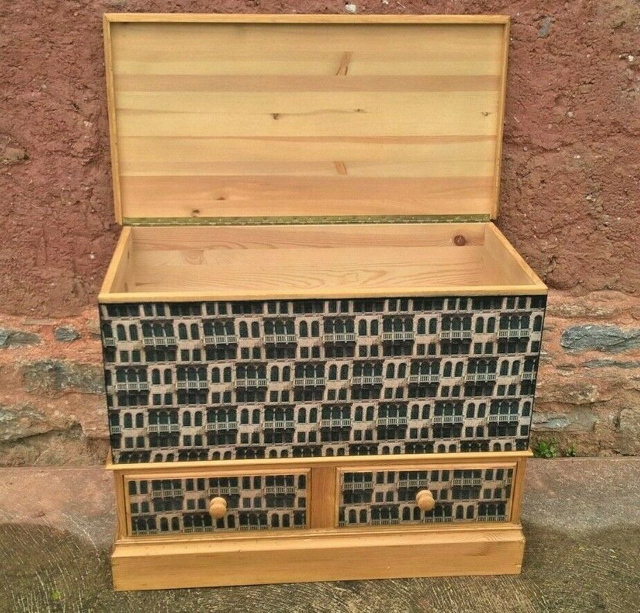 015.....Upcycled Pine Storage Chest With Two Drawers