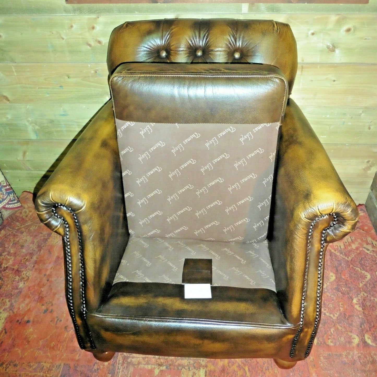 Gorgeous Pair Of Vintage Leather Chesterfield Style Armchairs By Thomas Lloyd