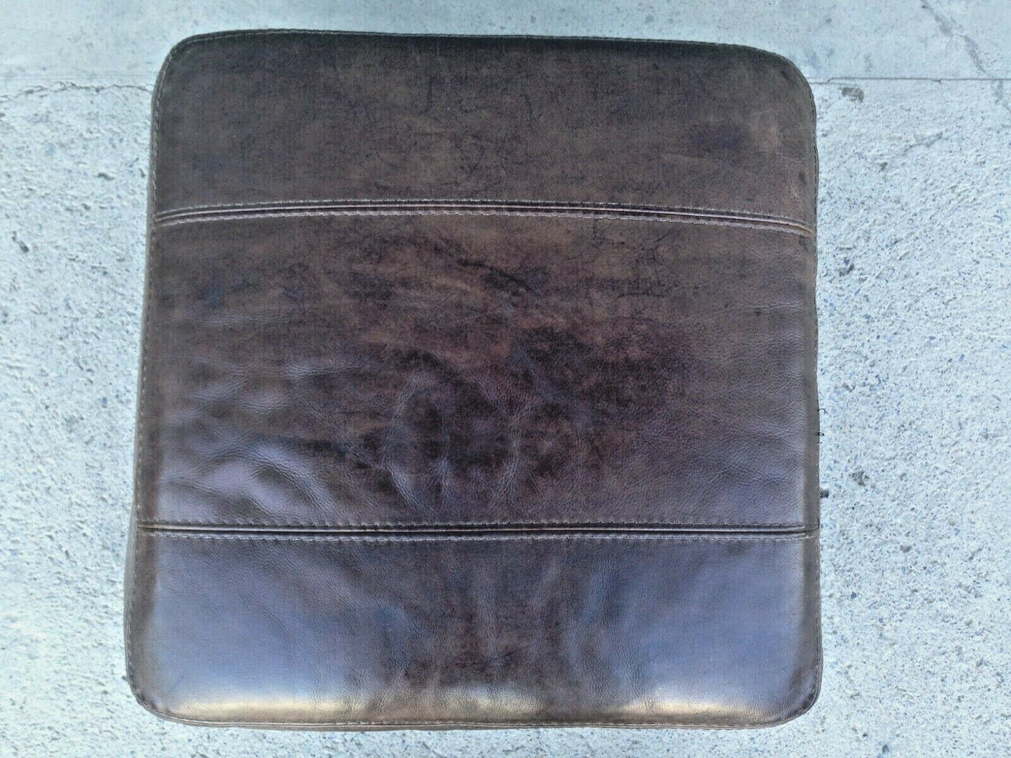 Refurbished Brown Leather Stool / Lovely Vintage Leather Footstool