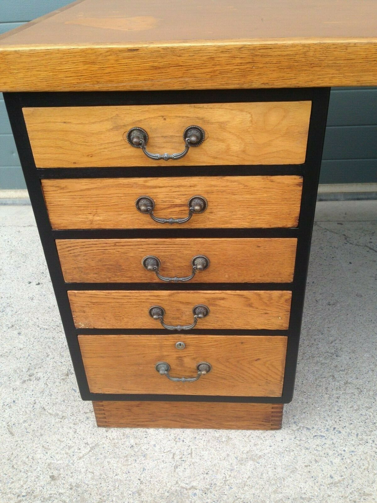 219.....Large Vintage Oak Desk / Industrial Style Desk