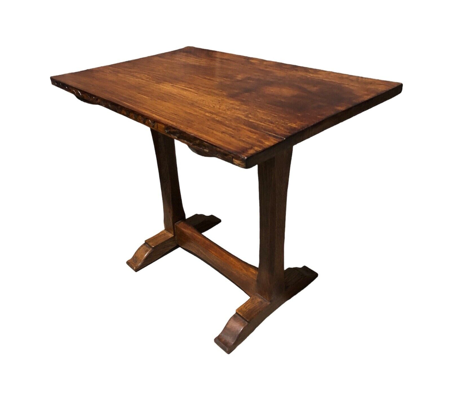000885....Handsome Pair Of Oak Arts And Crafts Gothic Style Occasional Tables (sold )