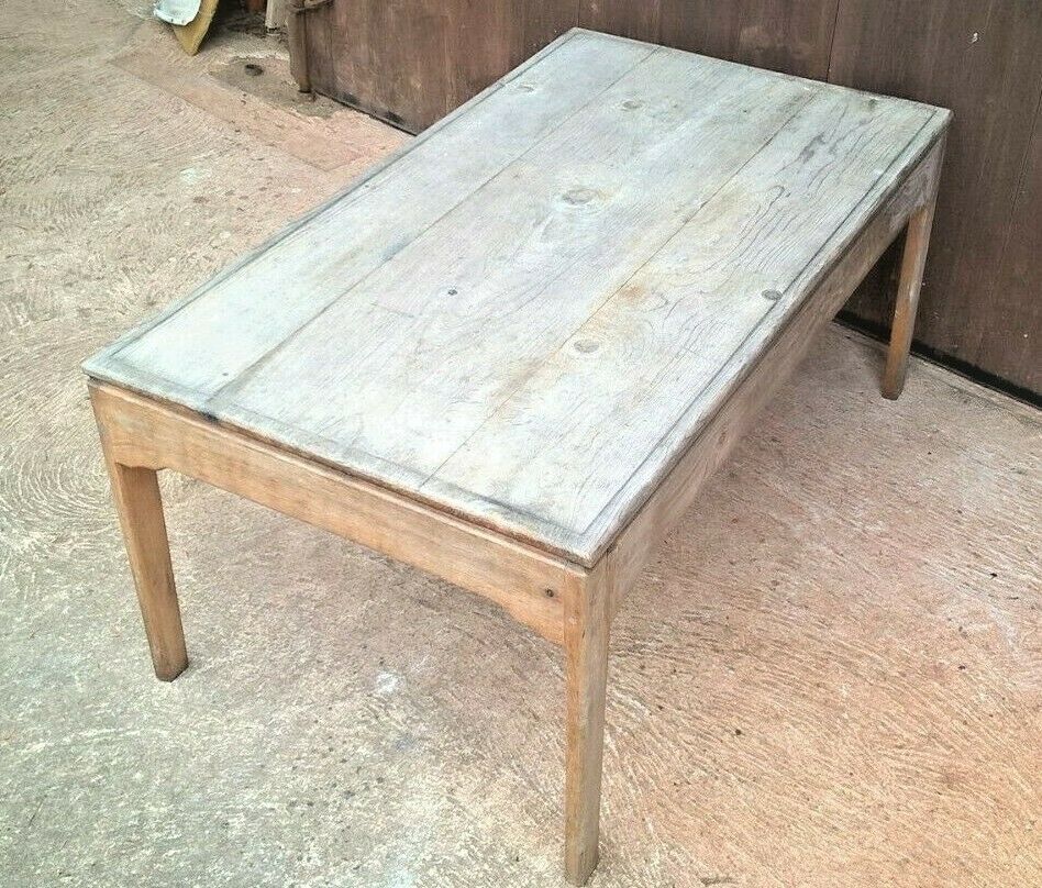 Lovely Faded Sun Bleached Pine Coffee Table / Retro Table