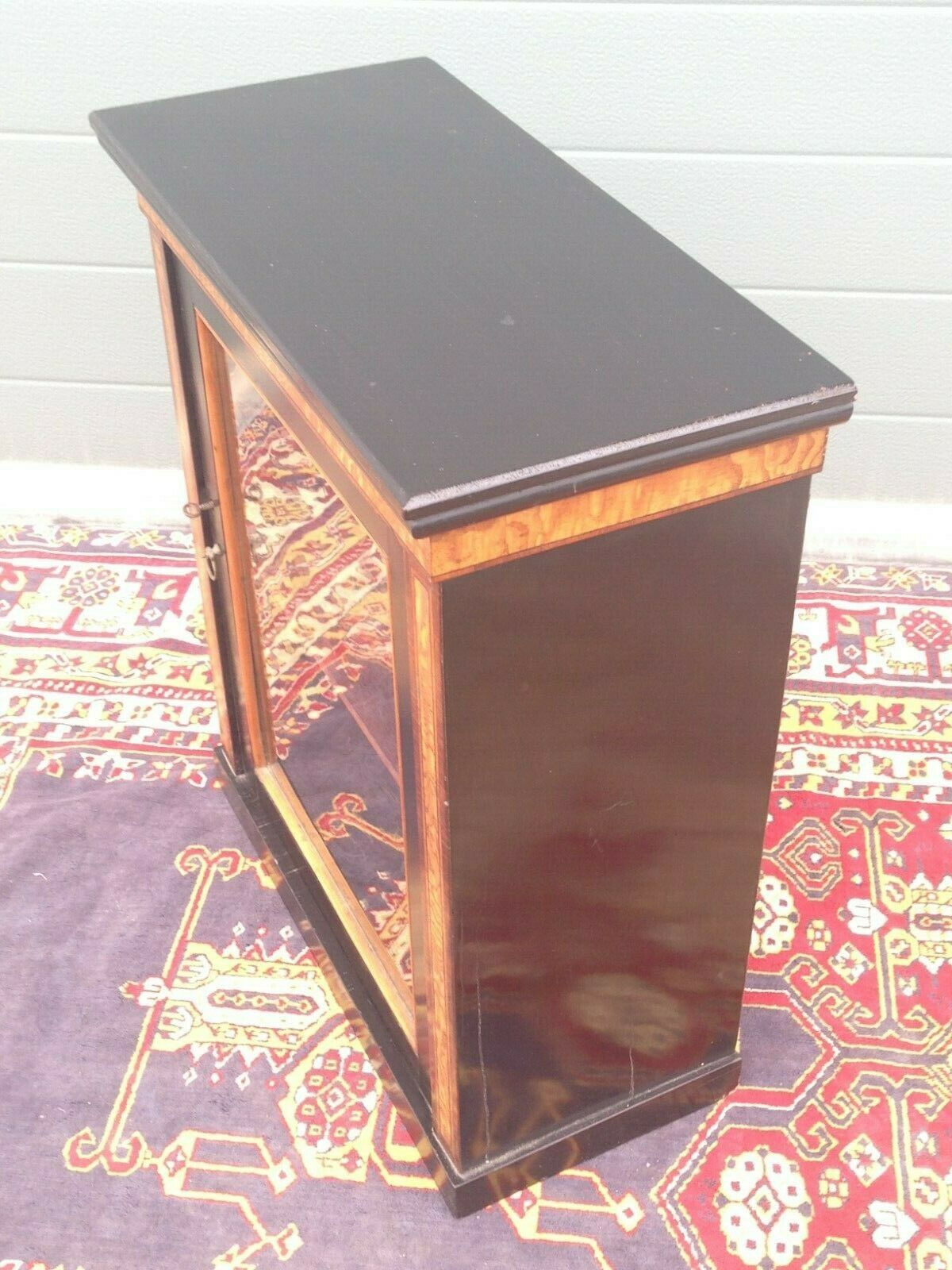 217.....Gorgeous Antique Ebonised Glazed Cabinet / Antique Medicine Cupboard