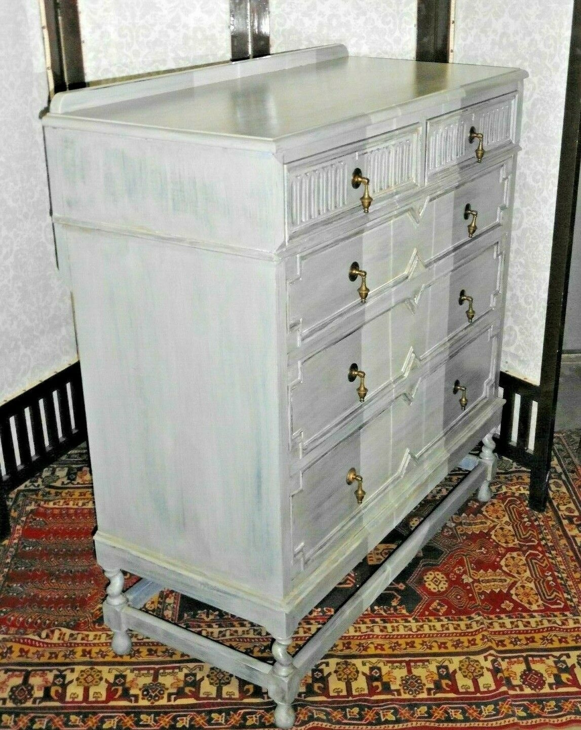 388.....Handsome Vintage Refinished Jacobean Style Oak Chest Of Drawers
