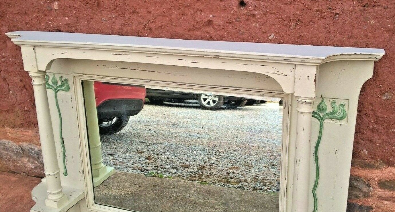 Art Nouveau Overmantel Mirror / Carved Frame Mirror