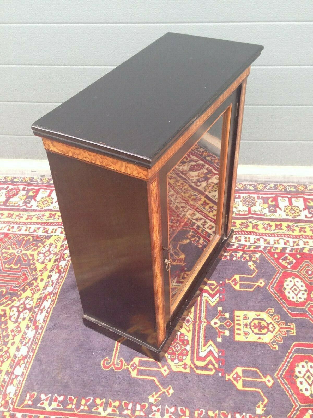 217.....Gorgeous Antique Ebonised Glazed Cabinet / Antique Medicine Cupboard
