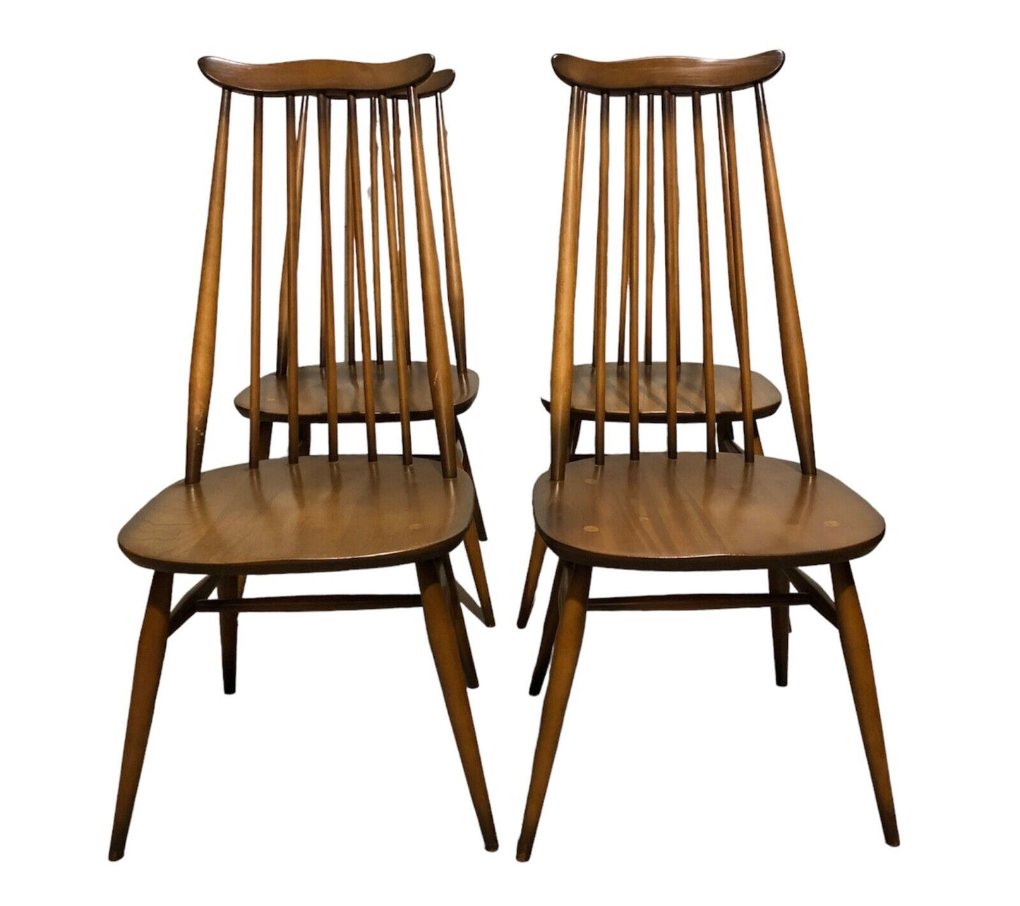 000874....Handsome Set Of Four Retro Ercol Goldsmiths Chairs / Ercol Dining Chairs( sold )