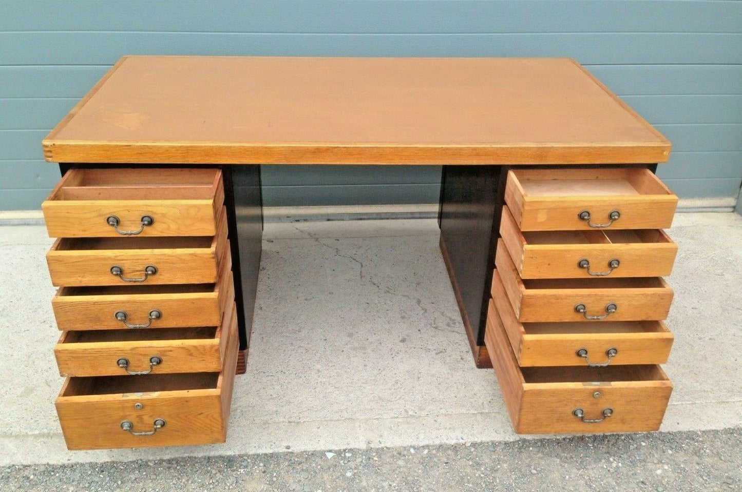 219.....Large Vintage Oak Desk / Industrial Style Desk