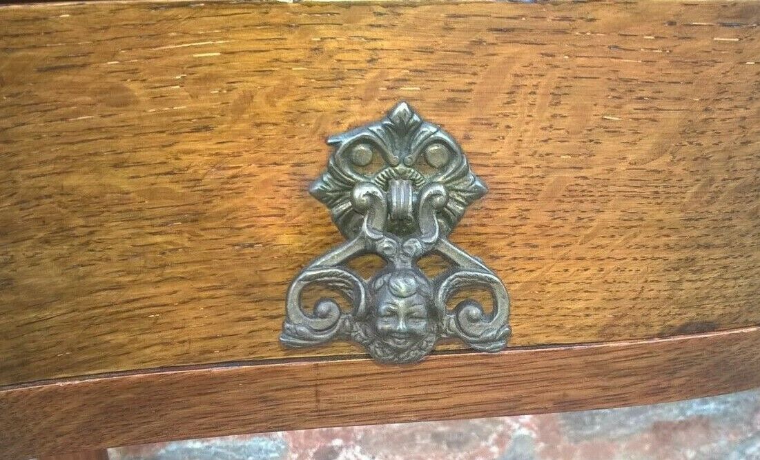 Superb Carved Oak Side Table / Vintage Writing Table