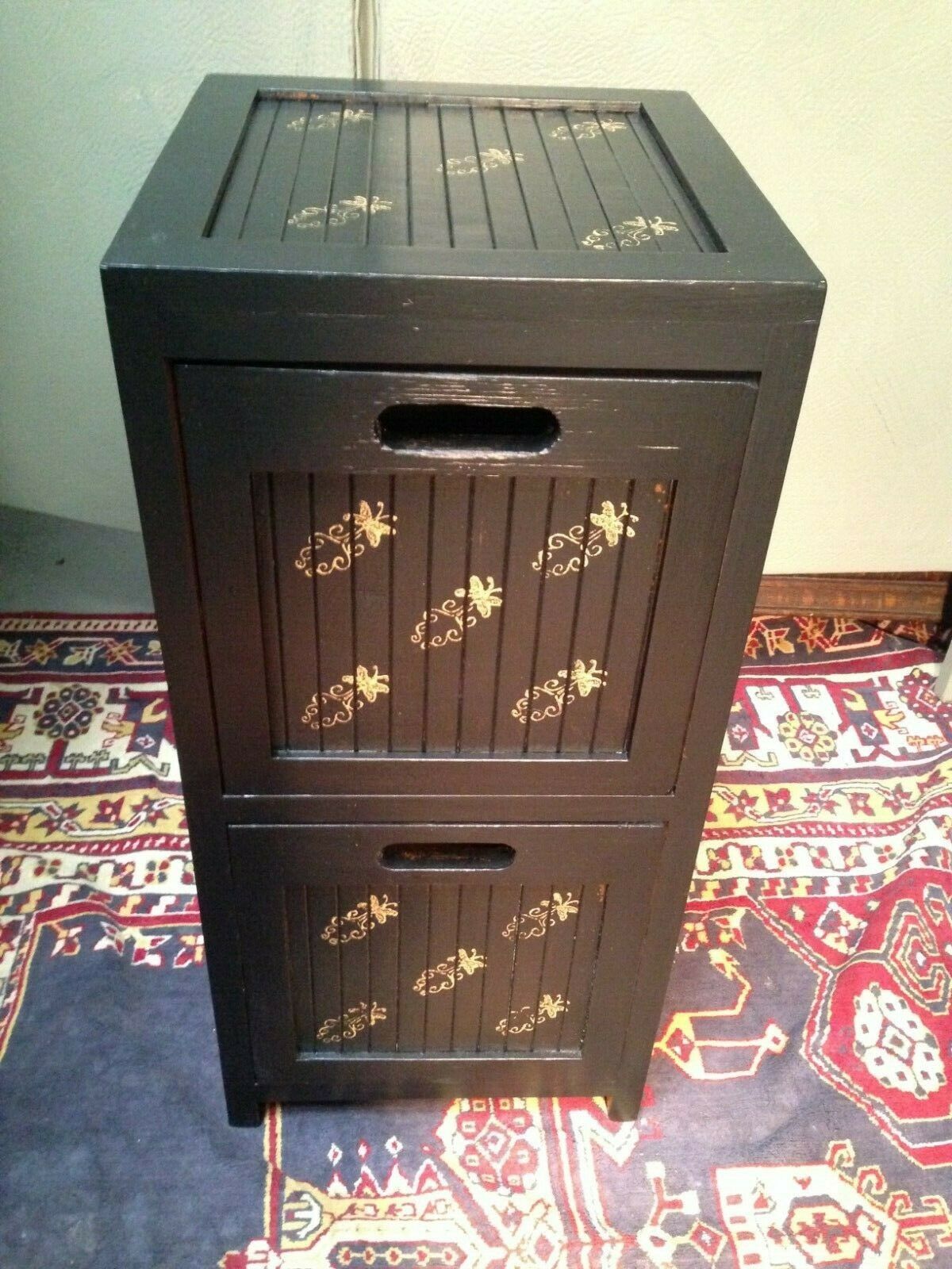 235.....A Pair Of Oriental Style Bedside Chests / Upcycled Bedside Cabinets ( SOLD )