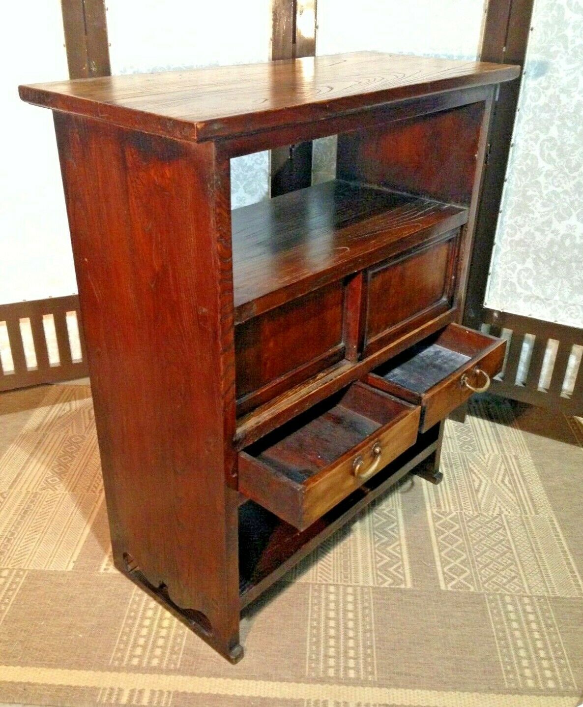 376.....Vintage Oriental Bookcase With Drawers / Oriental Cabinet ( SOLD )