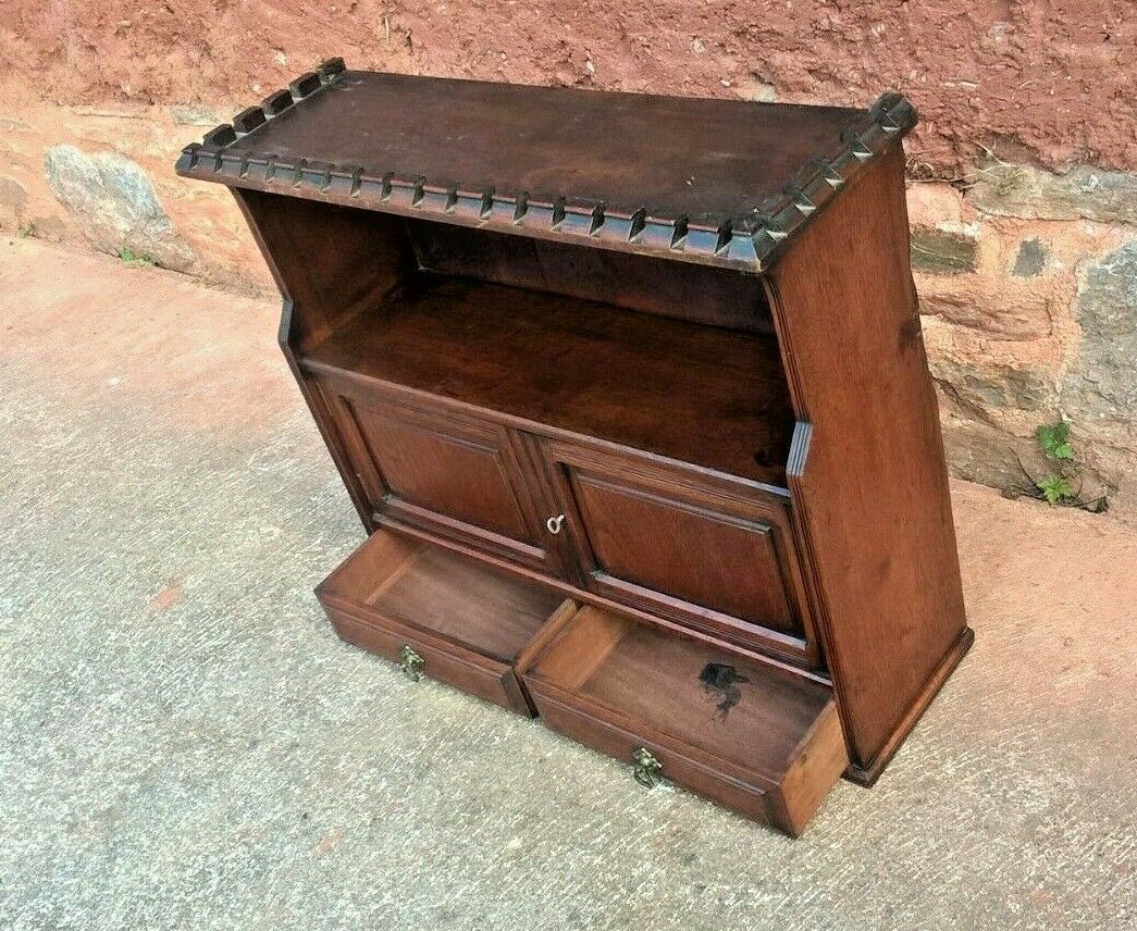 Arts And Crafts Antique Wall Cabinet / Antique Walnut Wall Cabinet