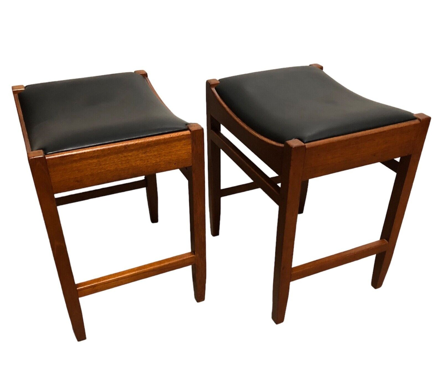 000873....Handsome Pair Of Retro Teak Stools ( sold )