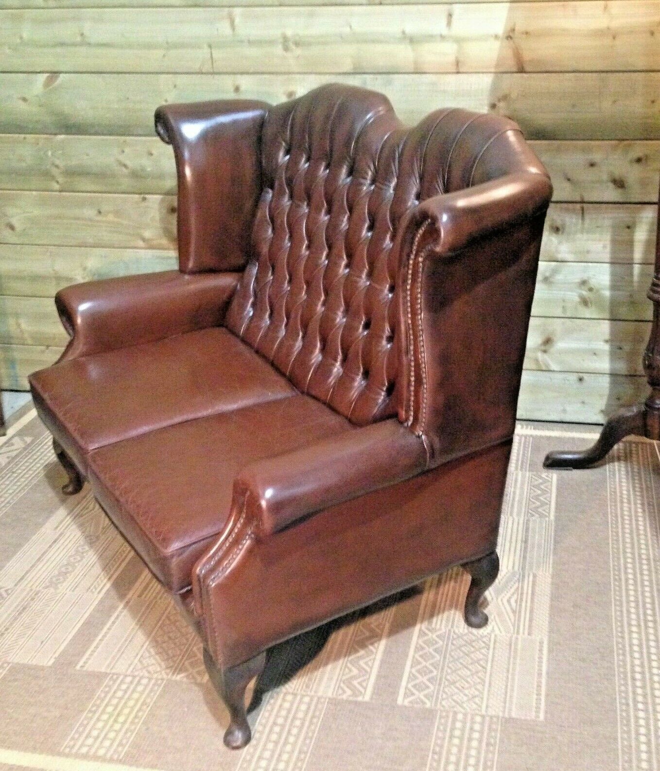 Vintage Leather Chesterfield Style Sofa / High Back Sofa