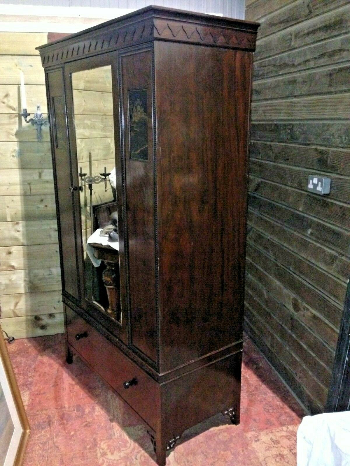426.....Stunning Vintage Wardrobe / Aesthetic Movement Mahogany Wardrobe ( SOLD )