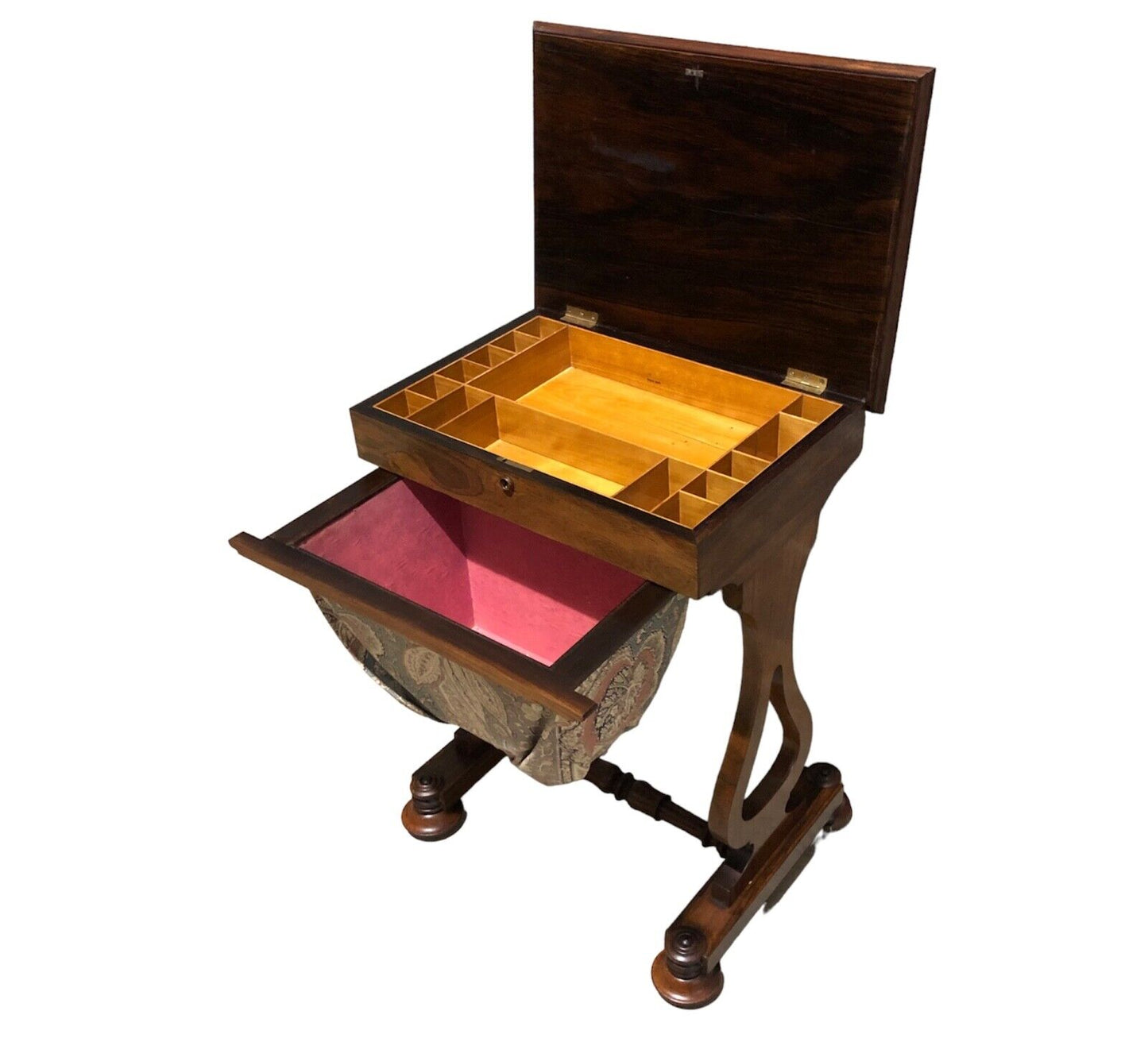 000879....Handsome Antique Sewing Table( sold )