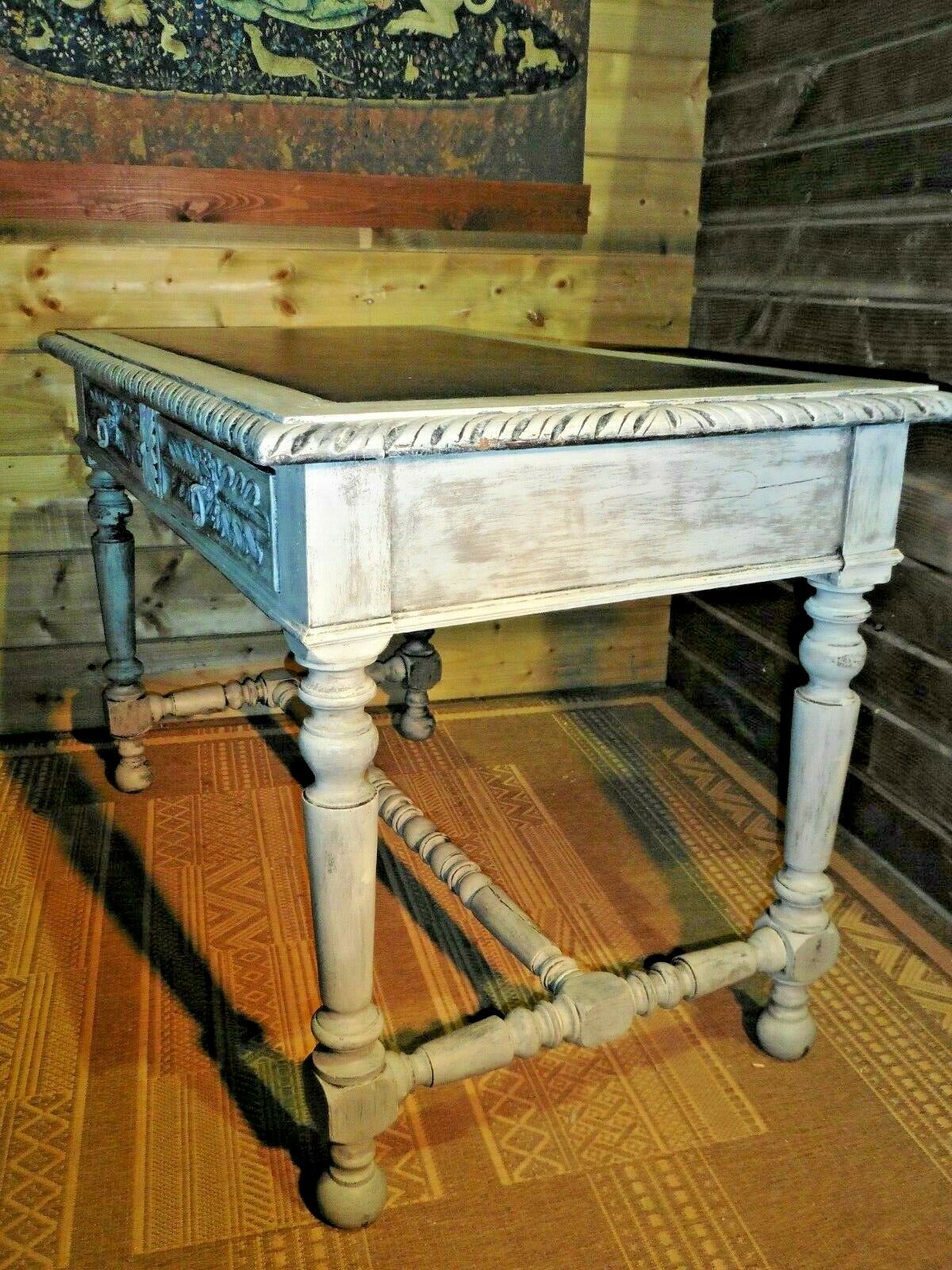 398......Stunning Antique Carved Oak Library Table / Antique Desk ( SOLD )