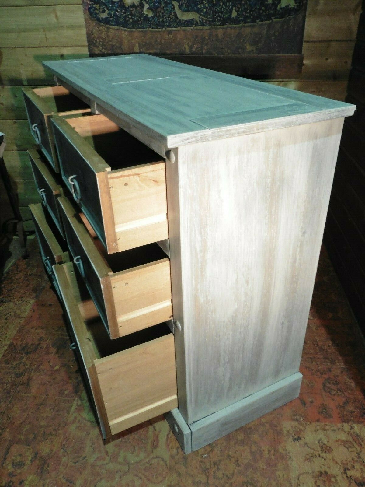 422.....Large Modern Upcycled Chest Of Drawers / Pine Bank Of Drawers