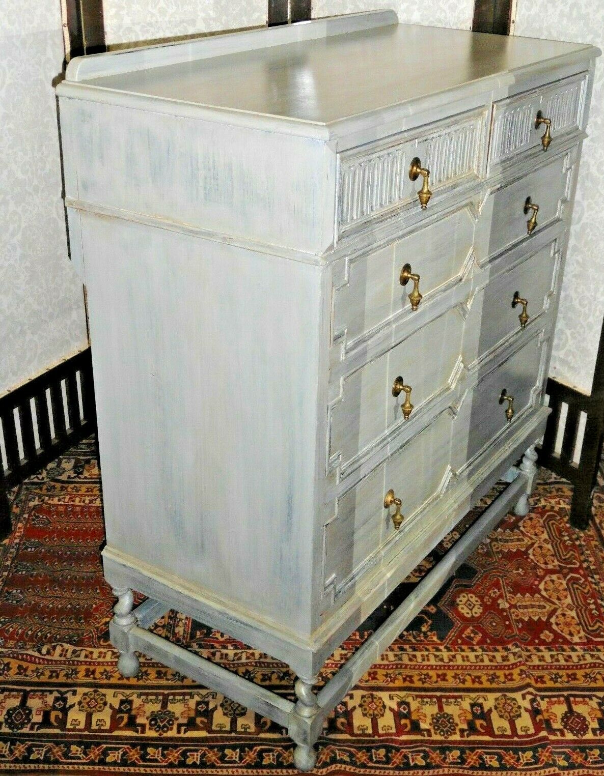 388.....Handsome Vintage Refinished Jacobean Style Oak Chest Of Drawers