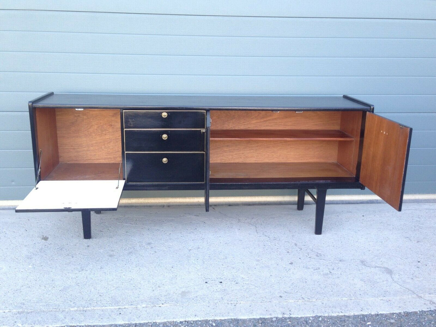 232.....Stunning Retro Sideboard Refinished In Black And Decoupage Decoration ( SOLD )