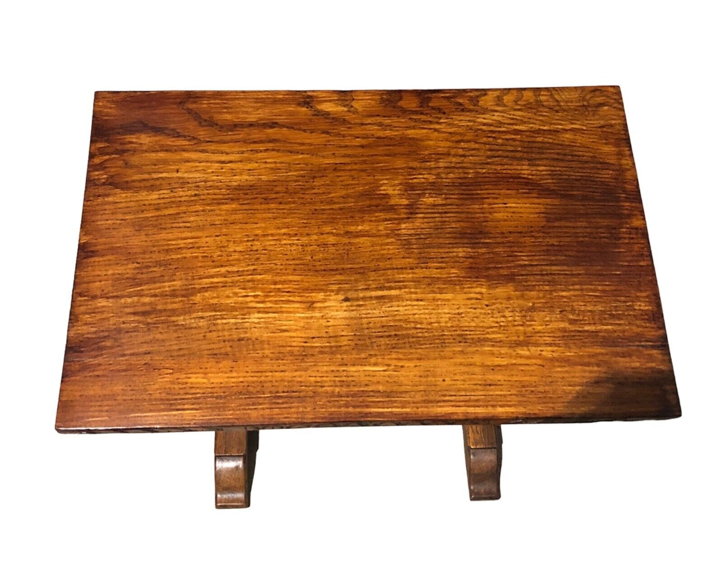 000885....Handsome Pair Of Oak Arts And Crafts Gothic Style Occasional Tables (sold )