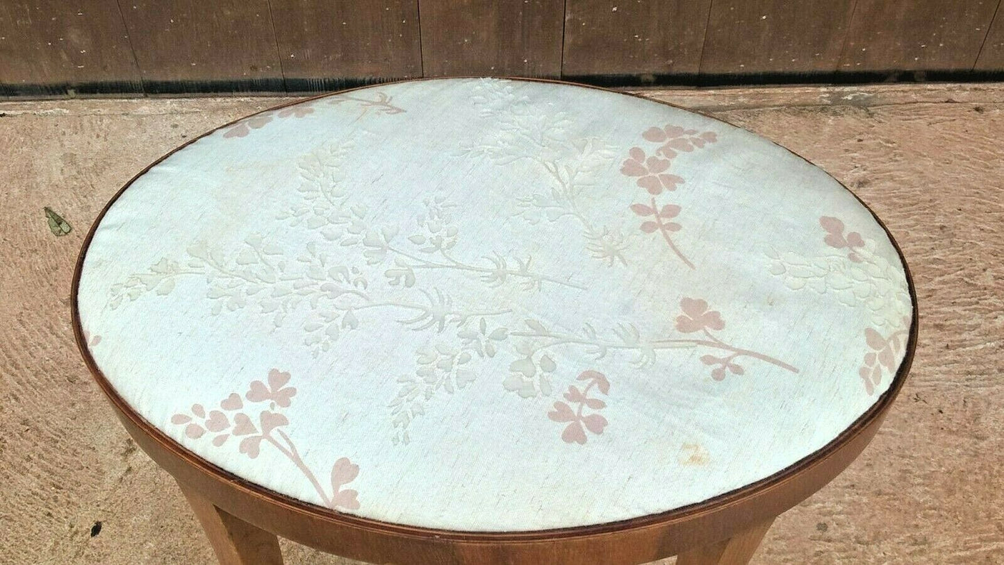Art Deco Oak Stool / Oval Stripped Oak Stool