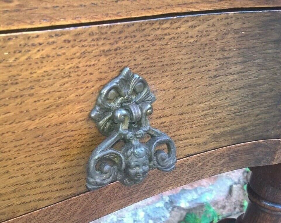 Superb Carved Oak Side Table / Vintage Writing Table