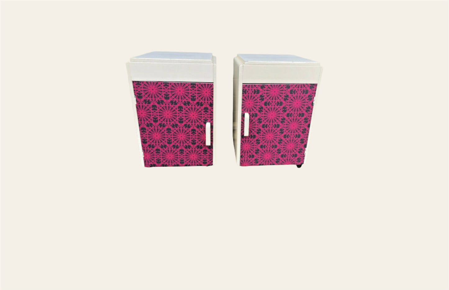 000996.....Unique Funky Pair Of Upcycled Bedside Cabinets / Bedside Lamp Tables
