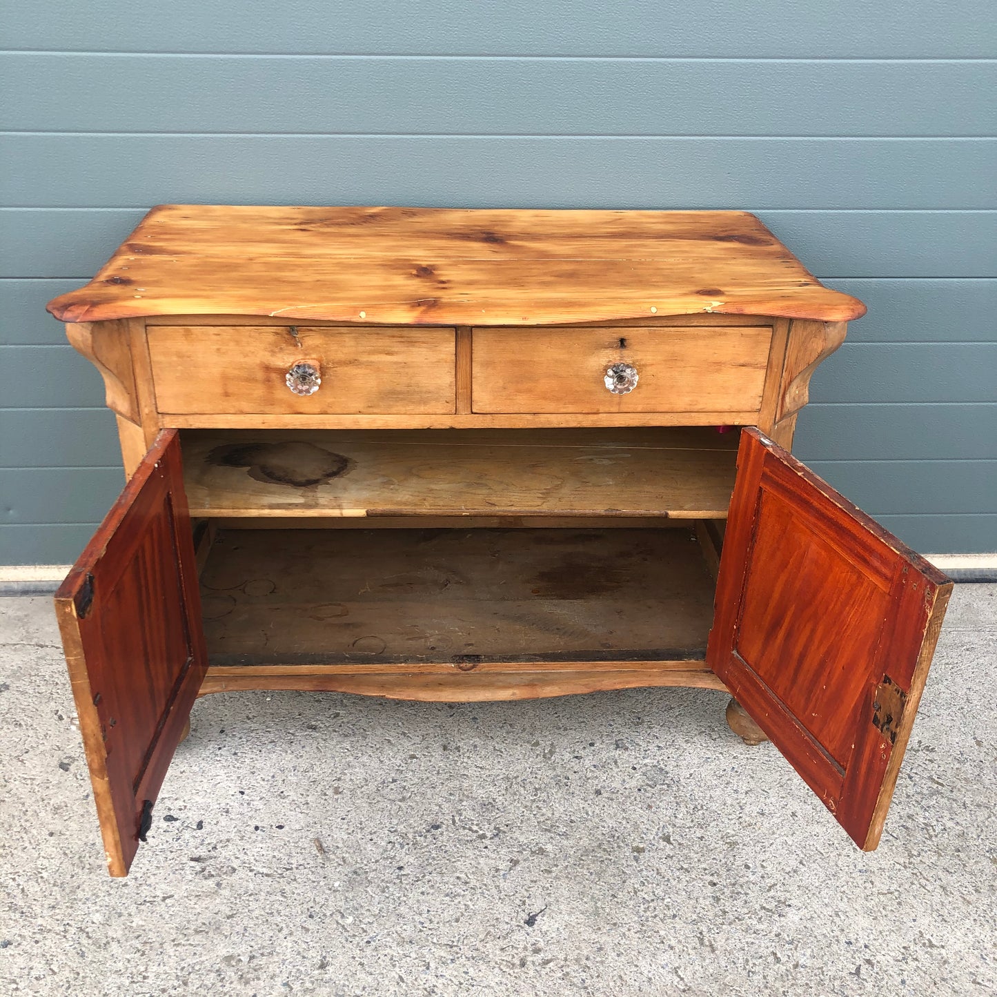 Antique Small Pine Sideboard / Stripped Pine Cupboard ( SOLD )