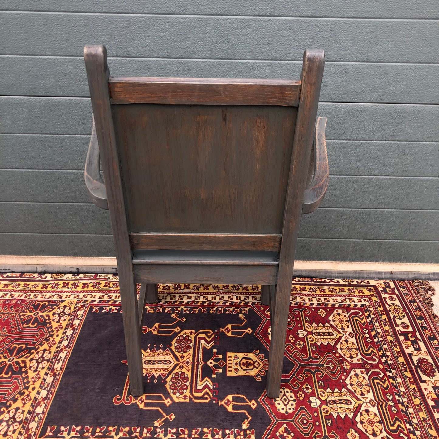 A Pair Of Carved Oak Carver Chairs / Vintage Hall Chairs ( SOLD )