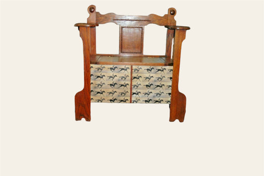 112.....Handsome Vintage Solid Oak Hall Seat Vintage Sick Stand ( sold )