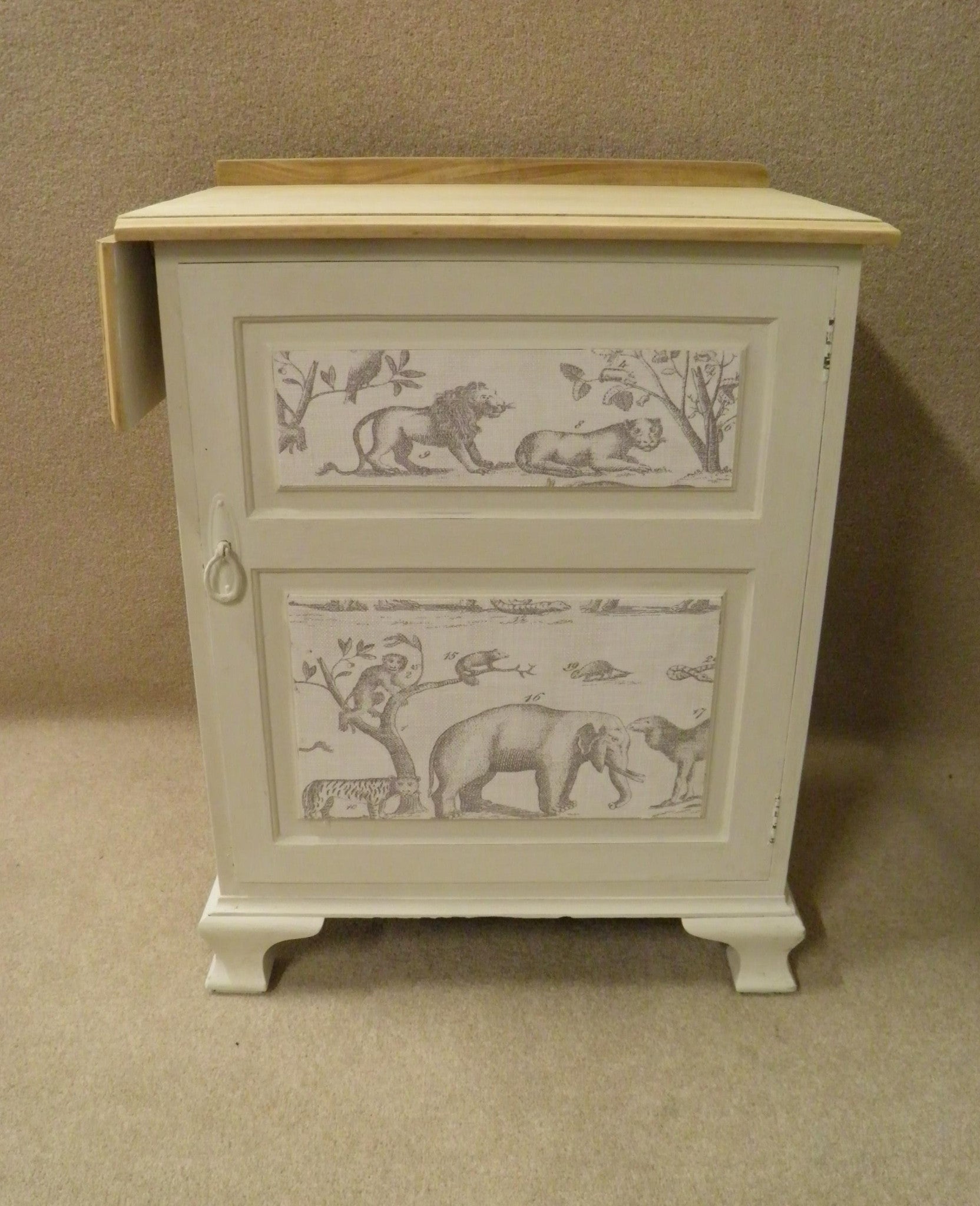 Antique Vintage Shabby Chic Bedside Locker With Single Drop Flap