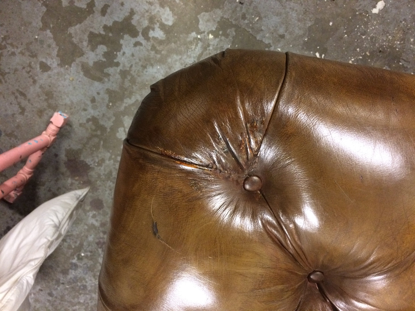 Vintage 70's Hand Dyed Tan / Light Brown Tetrad Leather Chesterfield 3 Seat Sofa SOLD