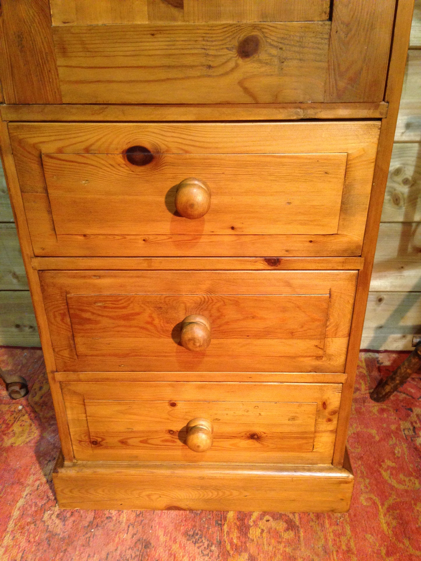212.....Vintage Pine Tallboy / Pine Media Cabinet On Chest