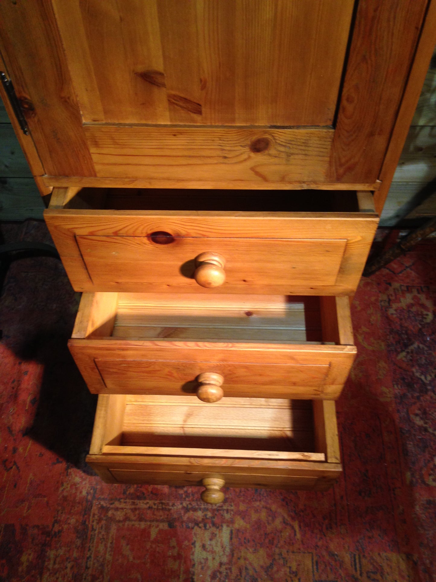 212.....Vintage Pine Tallboy / Pine Media Cabinet On Chest