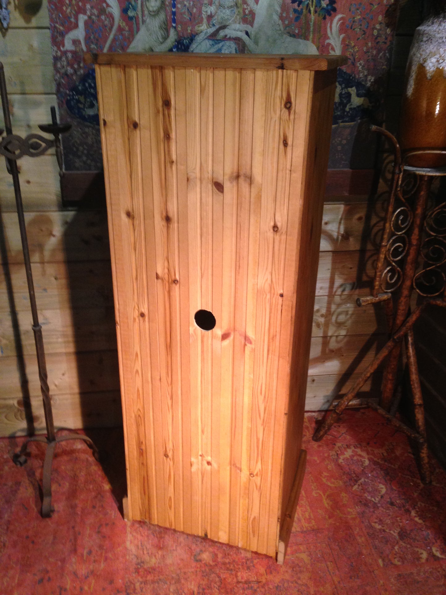 212.....Vintage Pine Tallboy / Pine Media Cabinet On Chest