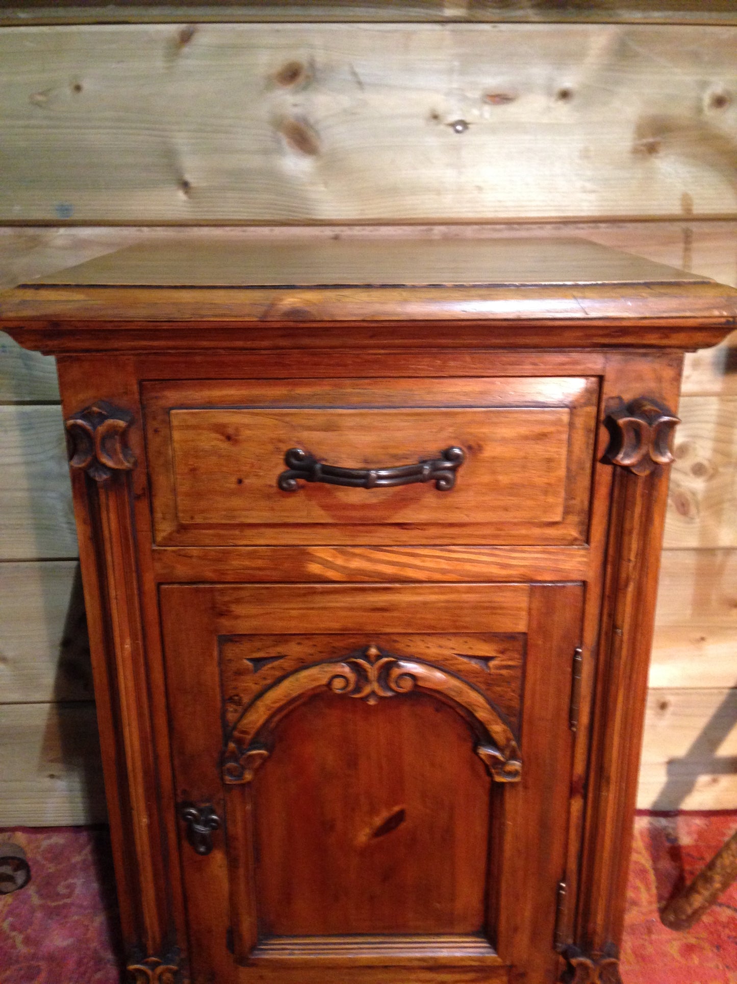 211.....Vintage Gothic Style Bedside Cabinet / Pine Bedside Table SOLD