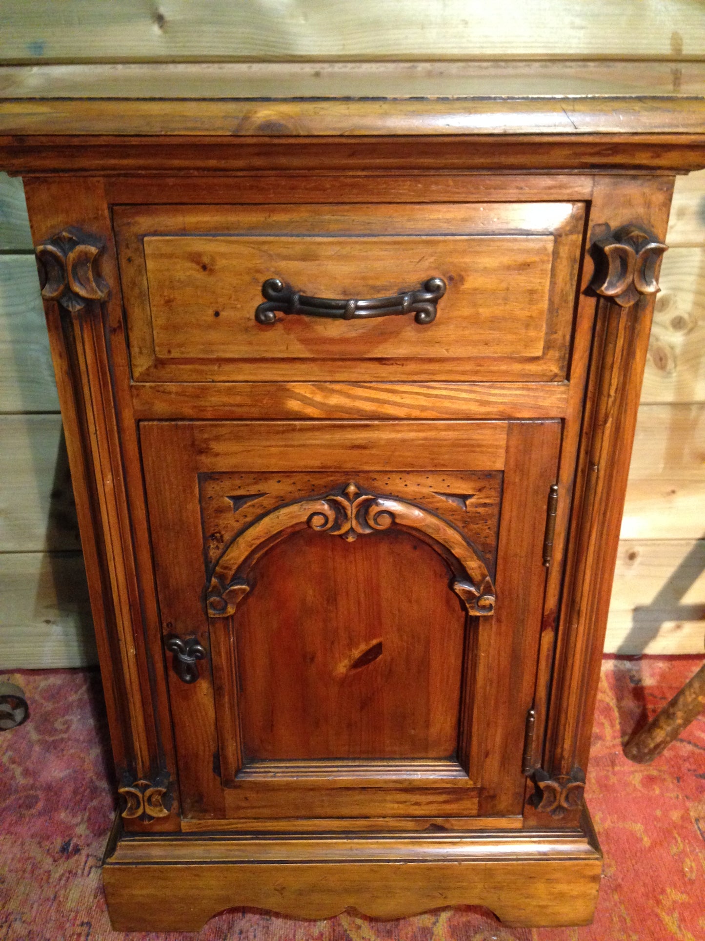 211.....Vintage Gothic Style Bedside Cabinet / Pine Bedside Table SOLD