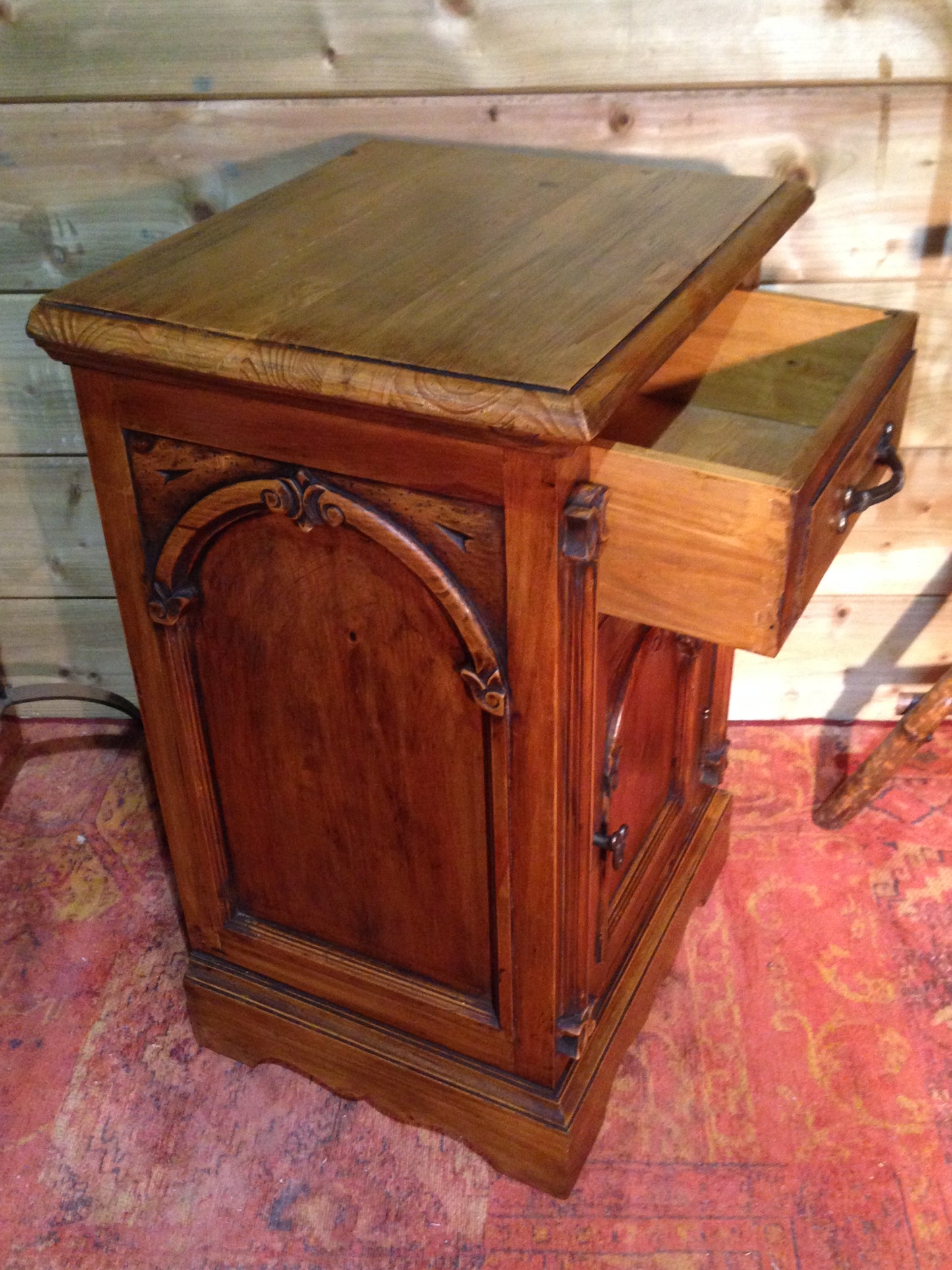 211.....Vintage Gothic Style Bedside Cabinet / Pine Bedside Table SOLD