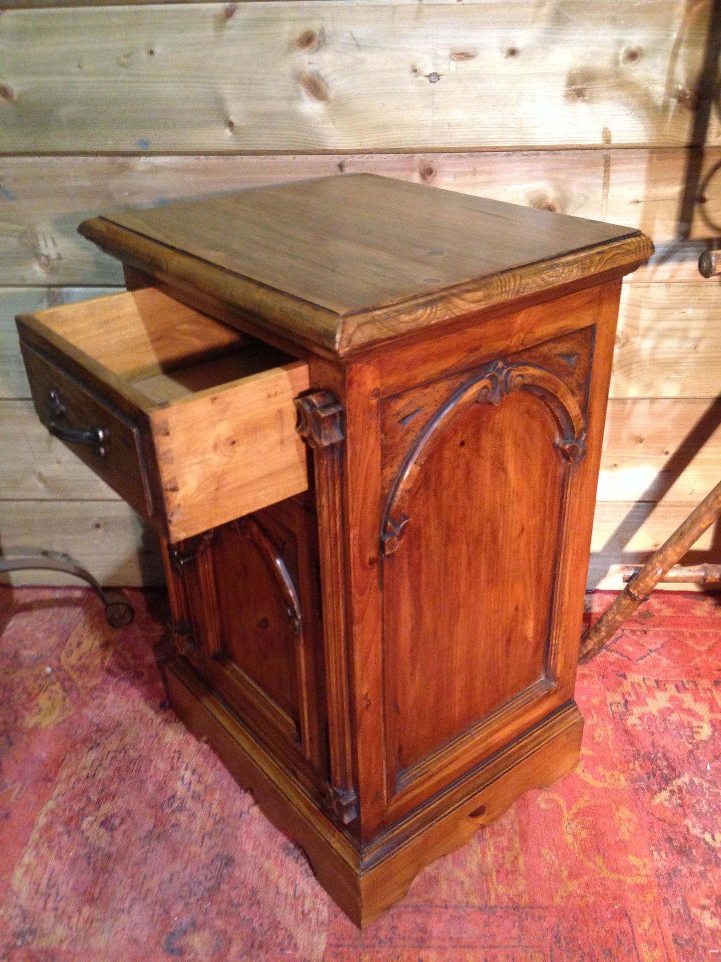 211.....Vintage Gothic Style Bedside Cabinet / Pine Bedside Table SOLD