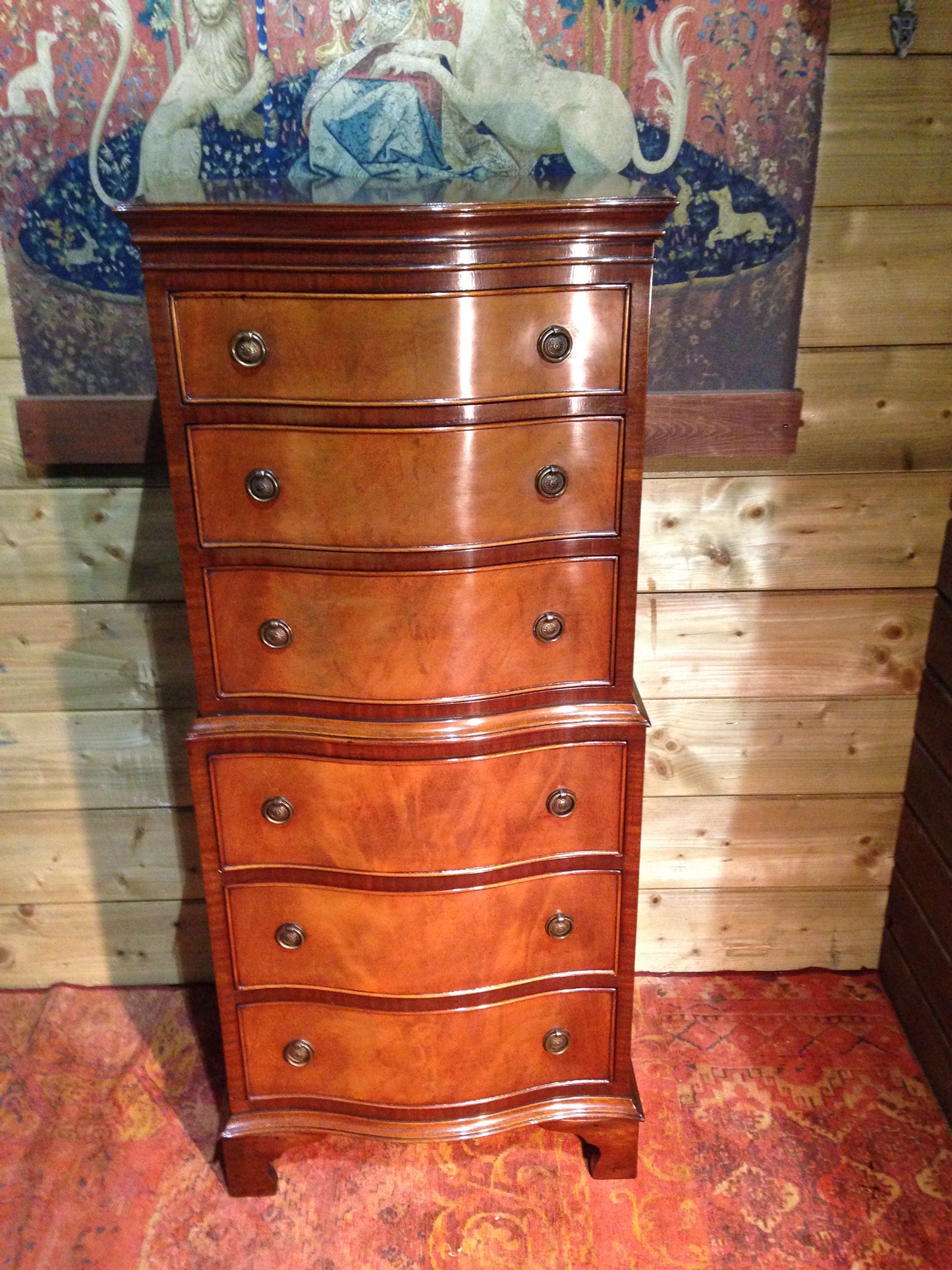 209.....Vintage Reprodux Mahogany Chest On Chest / Tallboy Chest