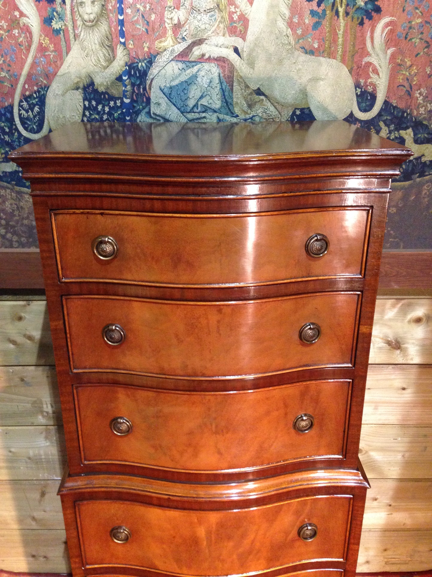 209.....Vintage Reprodux Mahogany Chest On Chest / Tallboy Chest