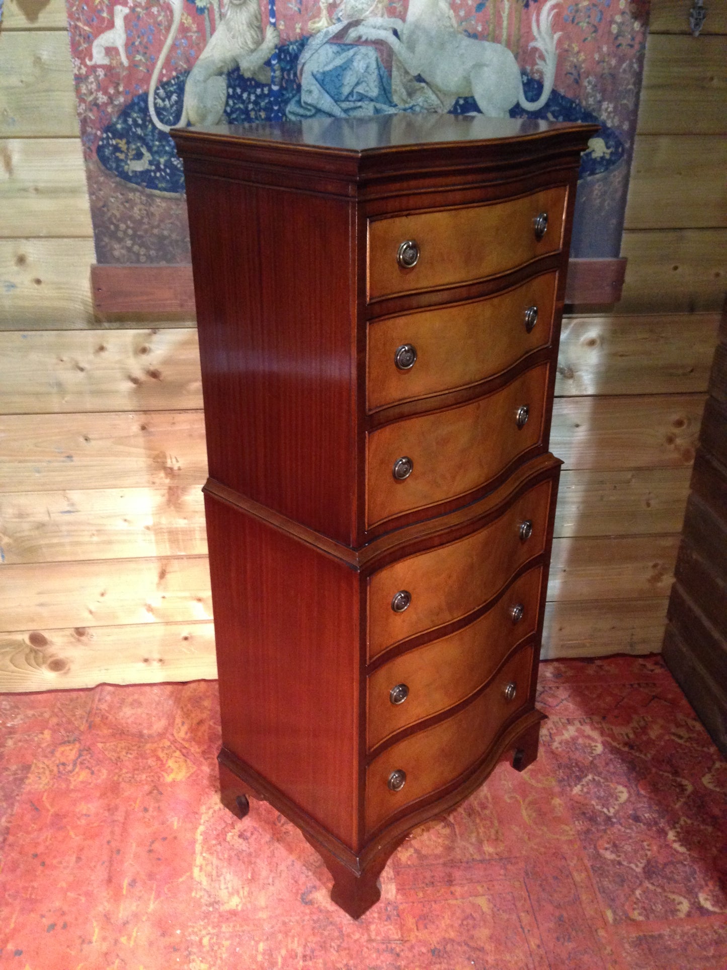 209.....Vintage Reprodux Mahogany Chest On Chest / Tallboy Chest
