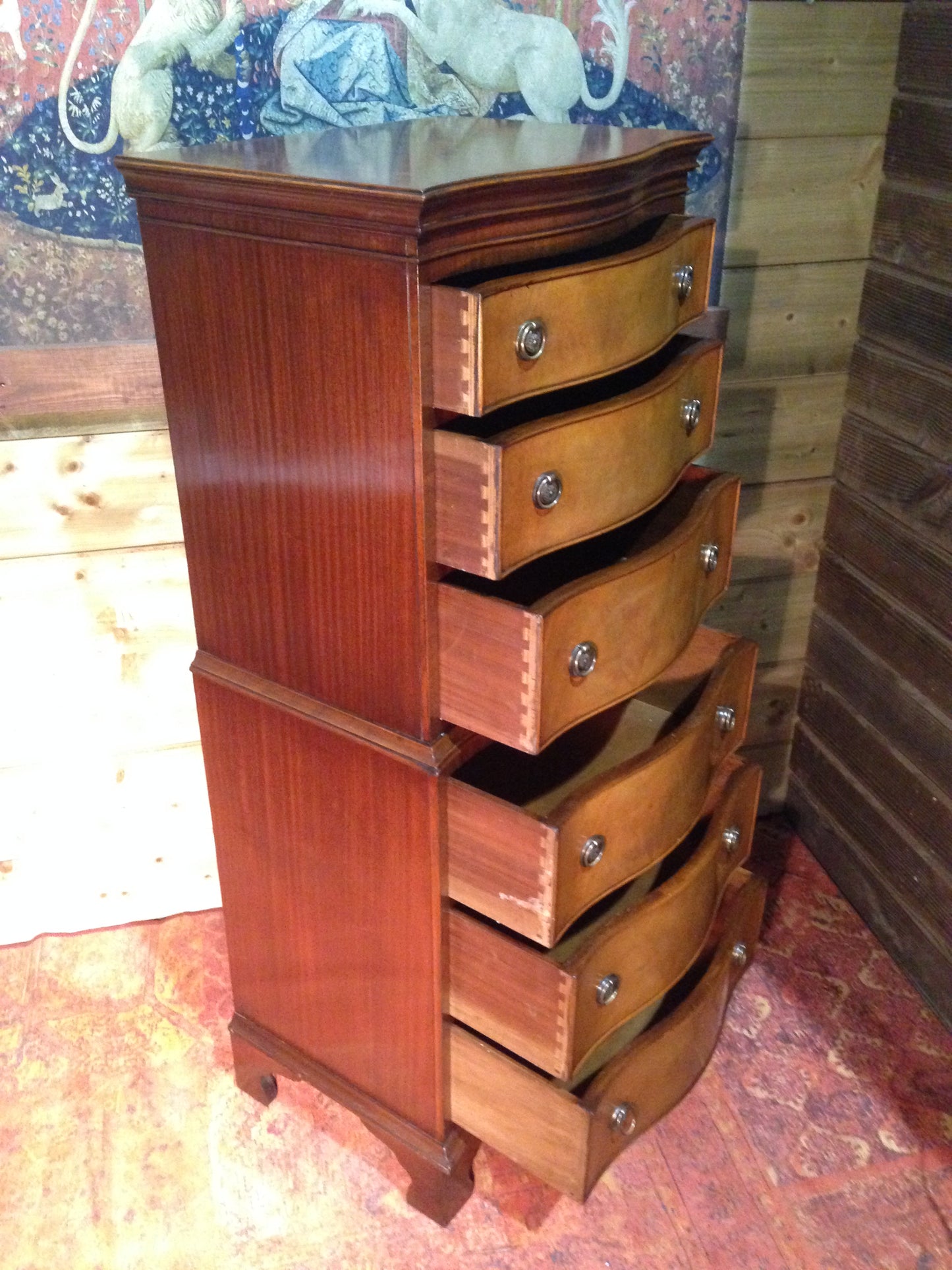 209.....Vintage Reprodux Mahogany Chest On Chest / Tallboy Chest