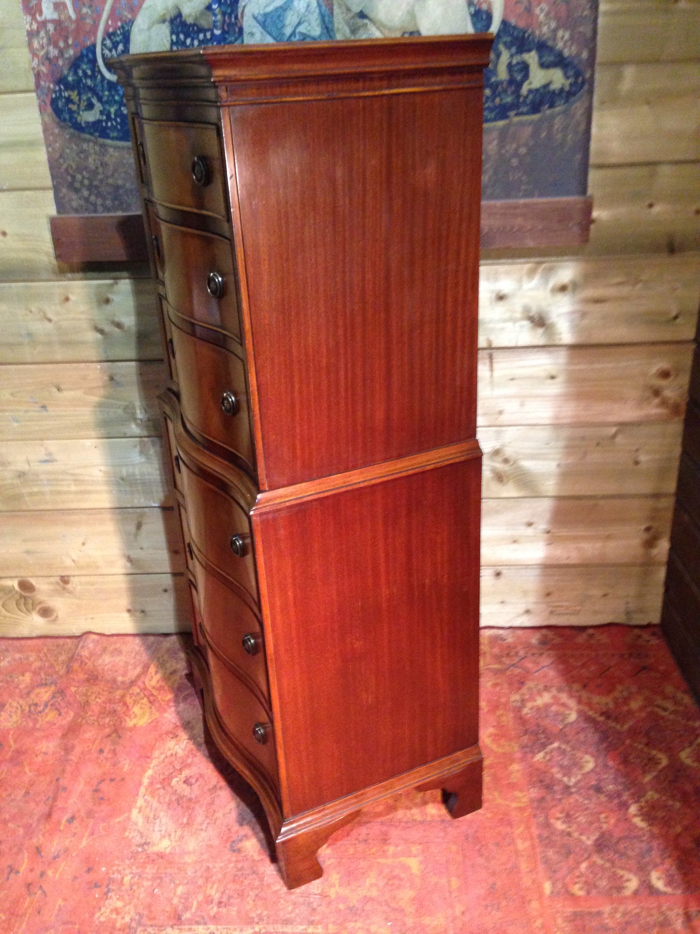 209.....Vintage Reprodux Mahogany Chest On Chest / Tallboy Chest