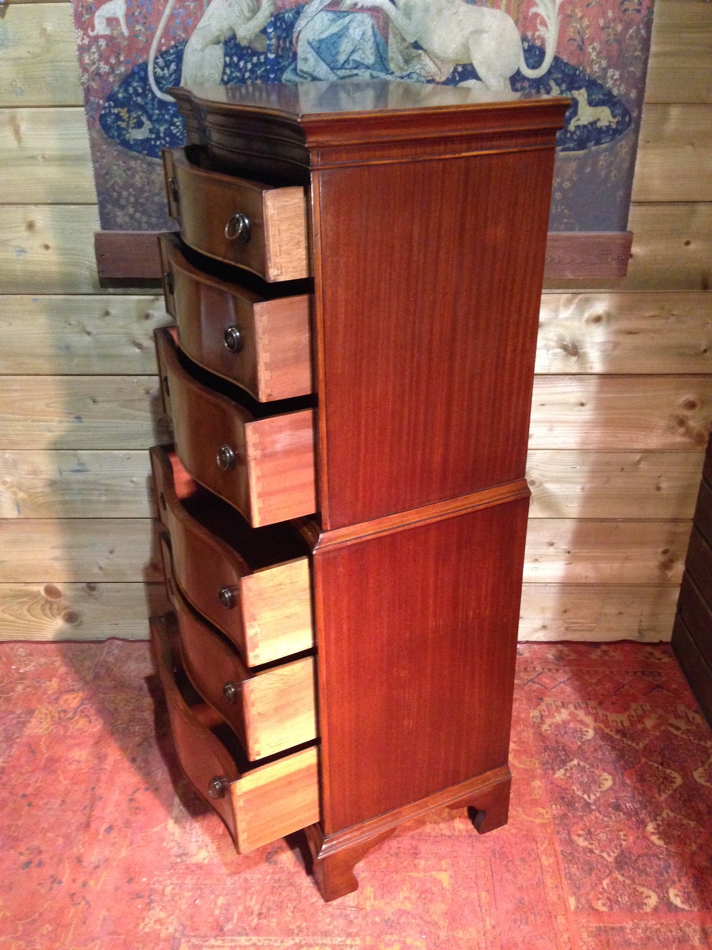209.....Vintage Reprodux Mahogany Chest On Chest / Tallboy Chest